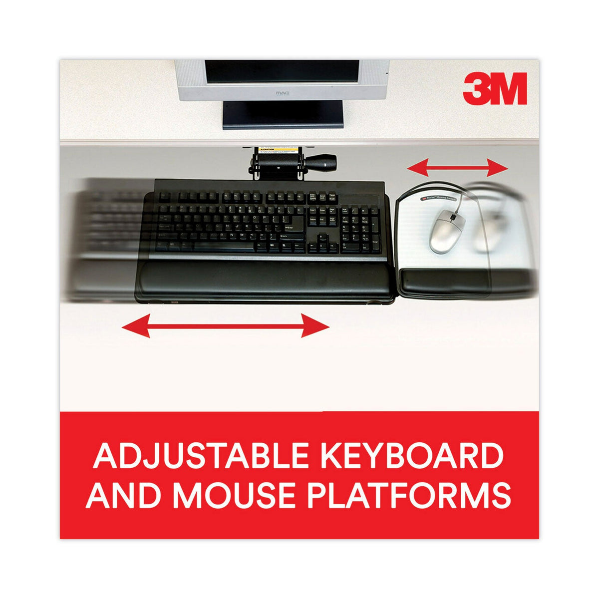 3M Knob Adjust Keyboard Tray With Highly Adjustable Platform, Black