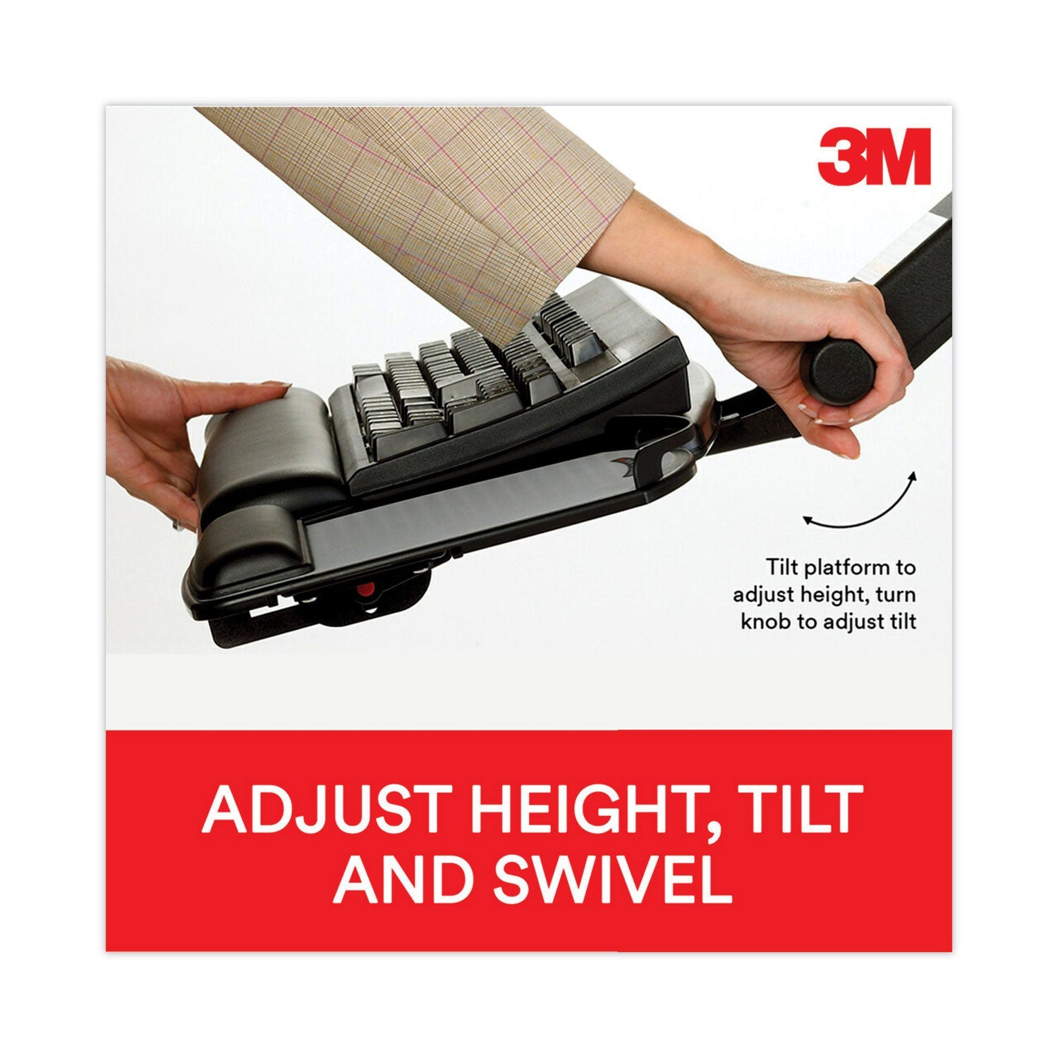 3M Easy Adjust Keyboard Tray, Standard Platform, 23" Track, Black