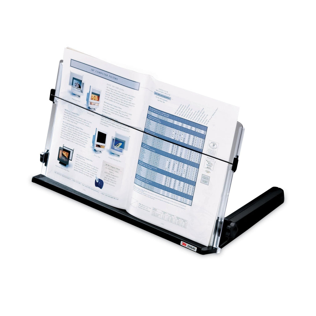 3M In-Line Freestanding Copyholder, 300 Sheet Capacity, Plastic, Black/Clear