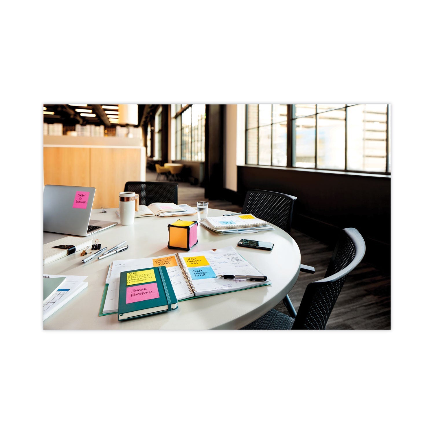 Post-it Full Stick Notes, 3" x 3", Energy Boost Collection Colors, 25 Sheets/Pad, 4 Pads/Pack
