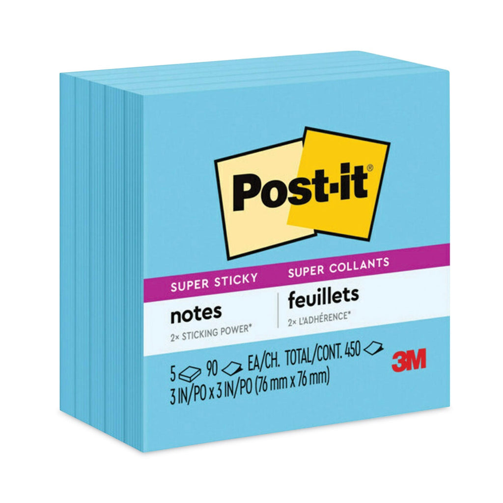 Post-it Full Stick Notes, 3" x 3", Energy Boost Collection Colors, 25 Sheets/Pad, 4 Pads/Pack