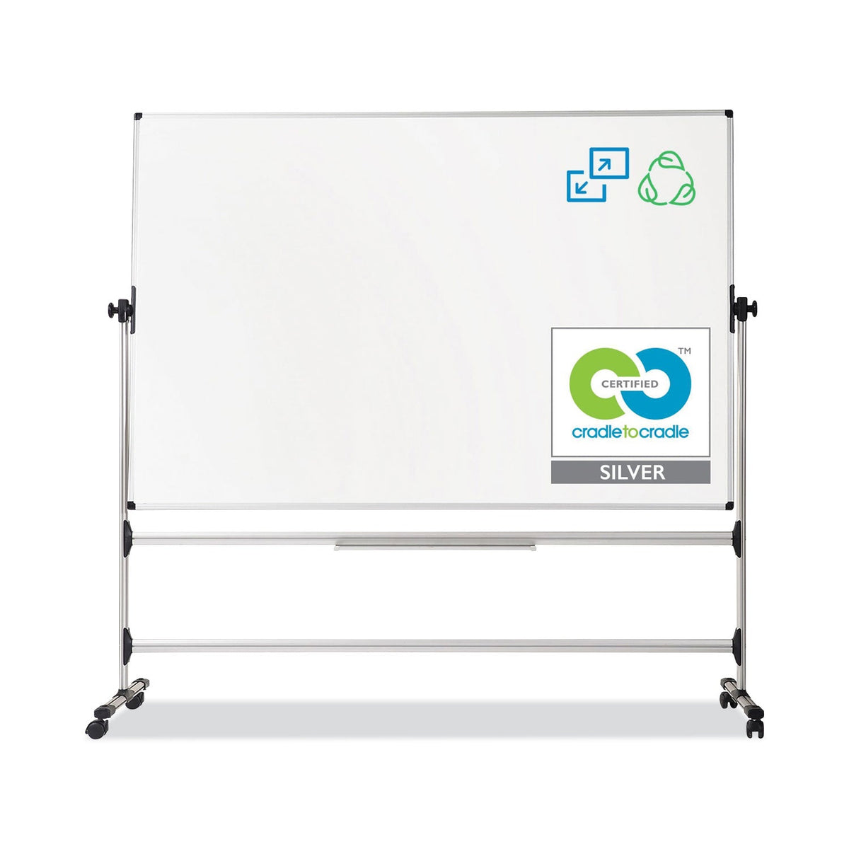 MasterVision Earth Silver Easy Clean Revolver Dry Erase Board, 36 x 48, White, Steel Frame