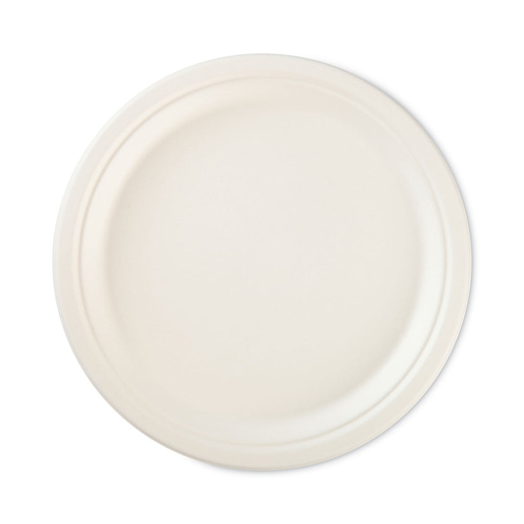 Hefty ECOSAVE Tableware, Plate, Bagasse, 10.13" dia, White, 16/Pack