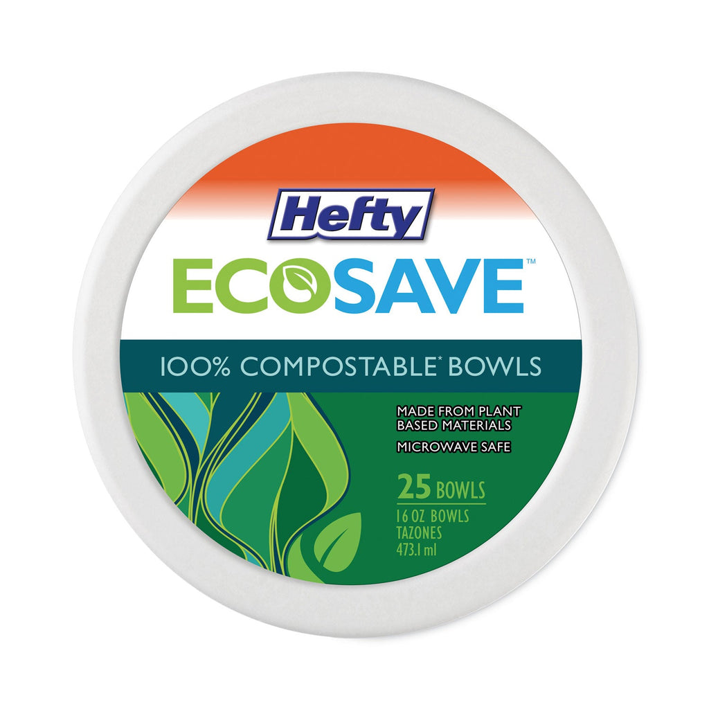 Hefty ECOSAVE Tableware, Plate, Bagasse,  6.75" dia, White, 30/Pack