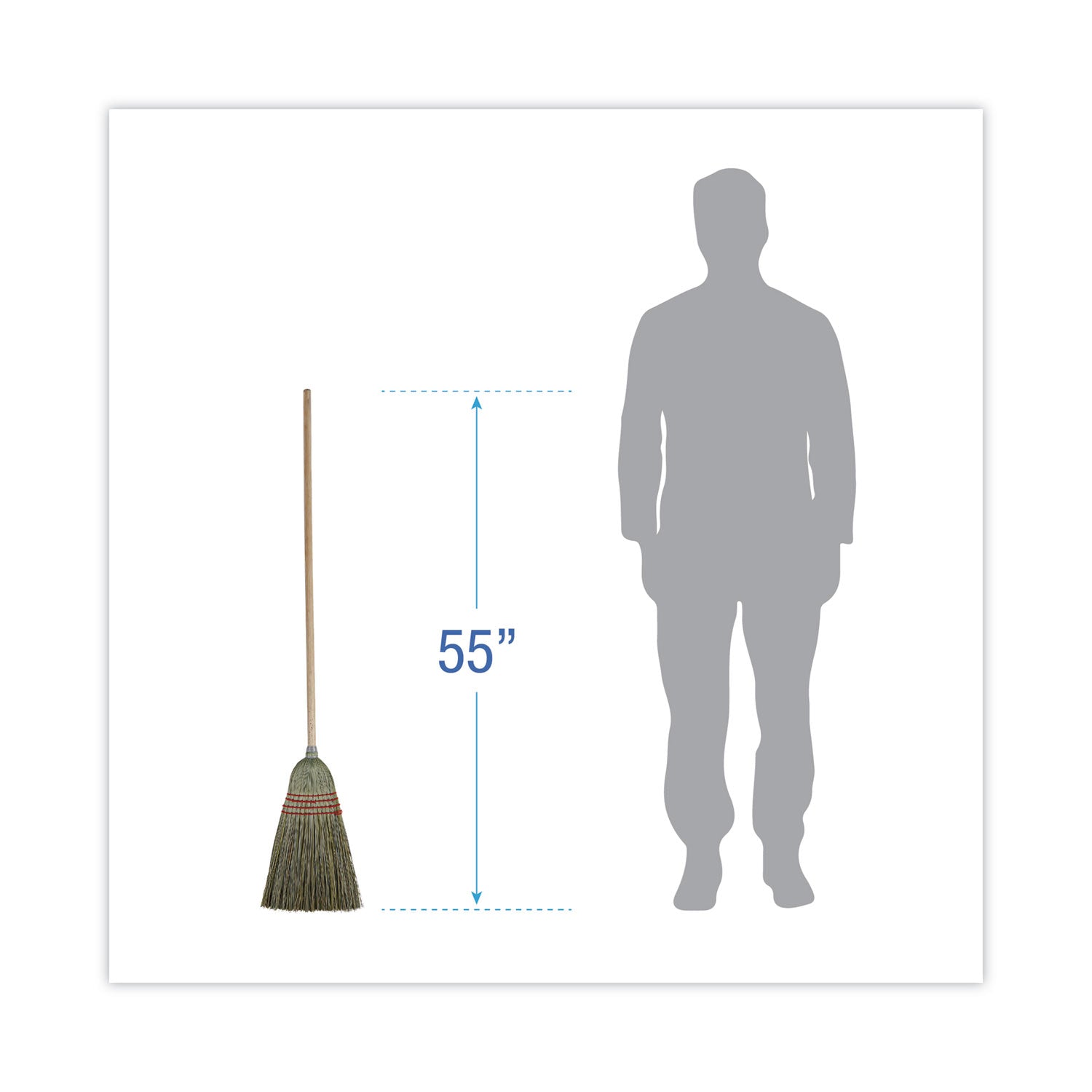 Boardwalk Mixed Fiber Maid Broom, Mixed Fiber Bristles, 55" Overall Length, Natural