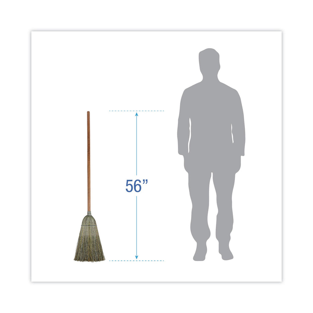 Boardwalk Warehouse Broom, Yucca Corn Fiber Bristles, 56" Overalll Length, Natural, 12/Carton