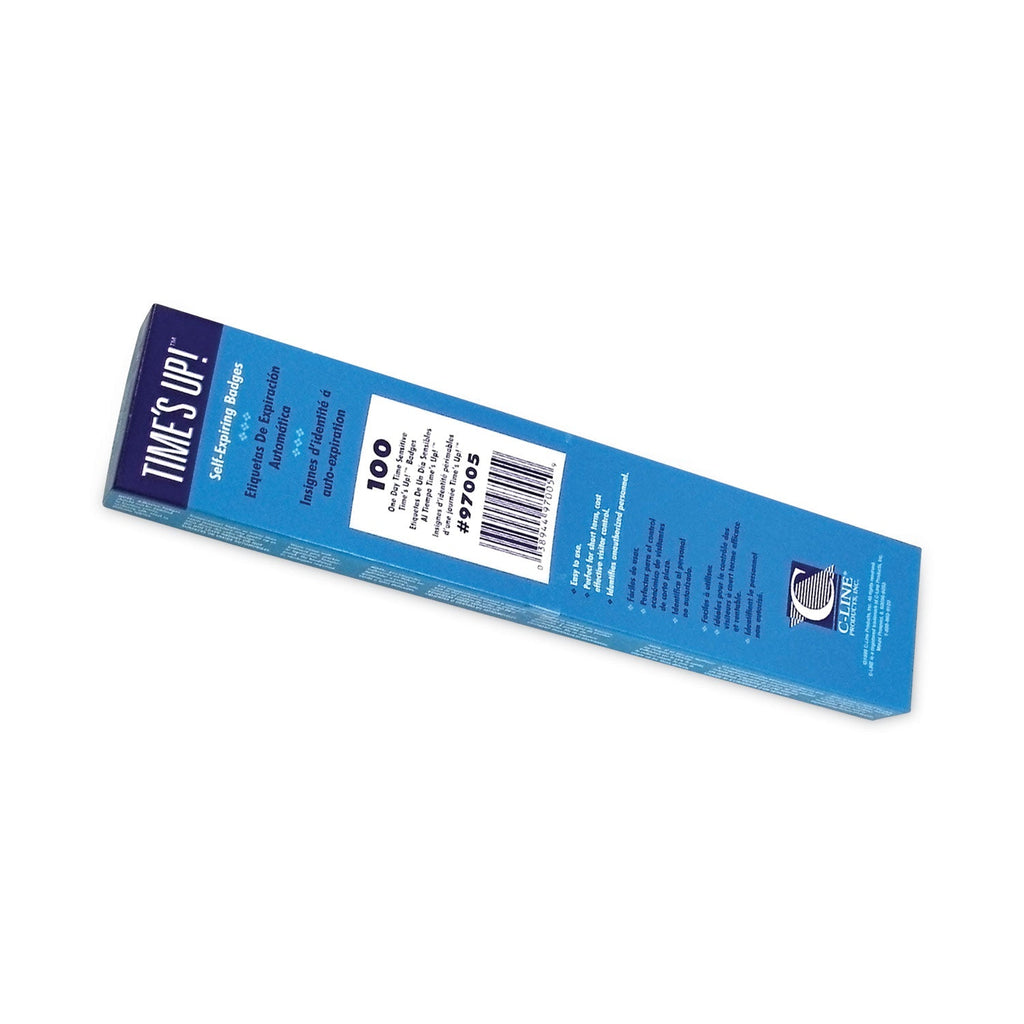 C-Line Time’s Up! Self-Expiring Visitor Badges, One-Day Badge, 3 x 2, White, 100/Box