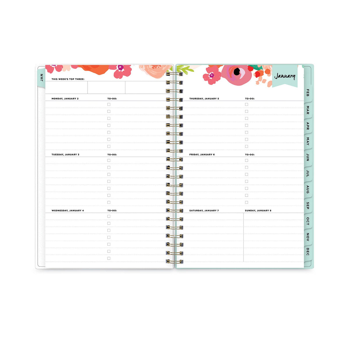 Blue Sky Day Designer Secret Garden Mint Frosted Weekly/Monthly Planner, 8 x 5, Multicolor Cover, 12-Month (Jan to Dec): 2023
