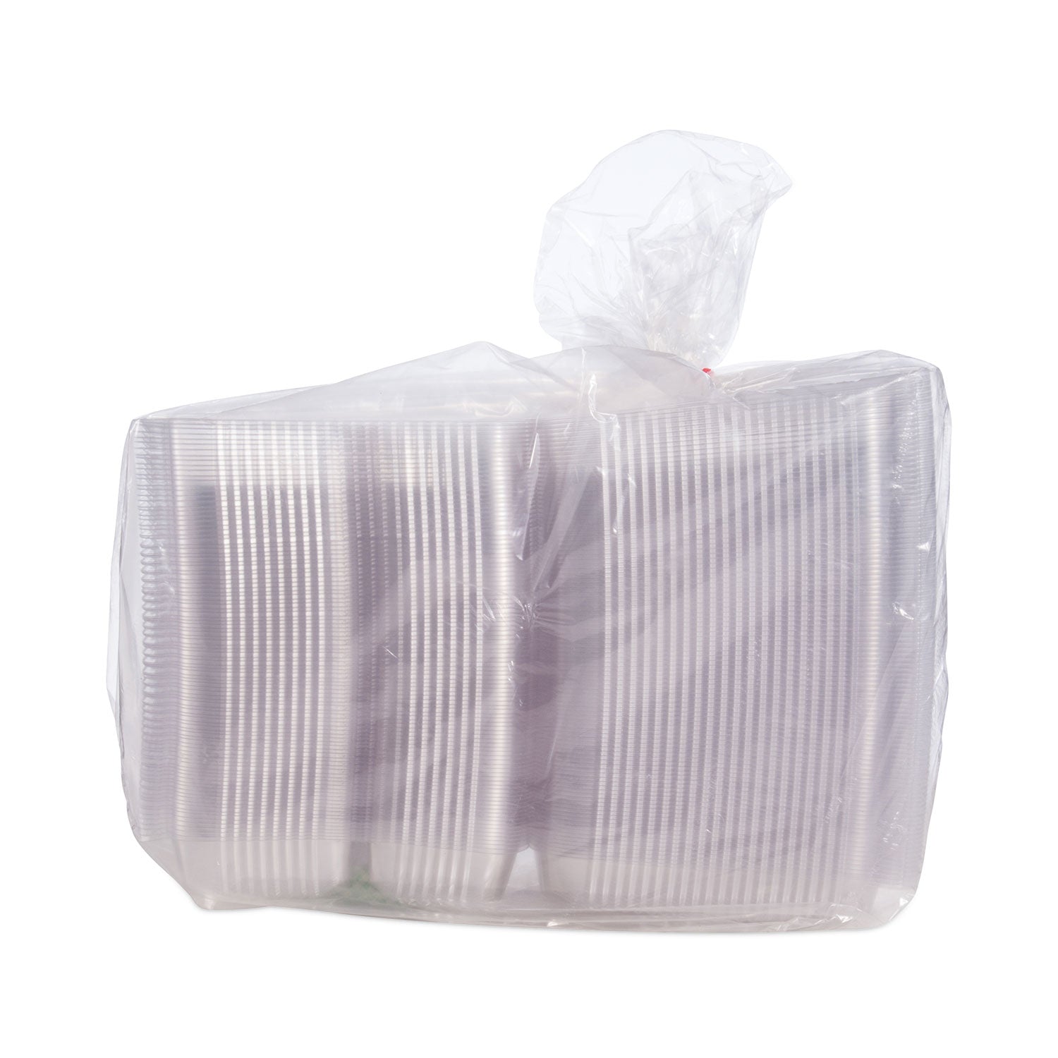 Dart StayLock Clear Hinged Lid Containers, 3-Compartment, 8.6 x 9 x 3, Clear, Plastic, 100/Packs, 2 Packs/Carton