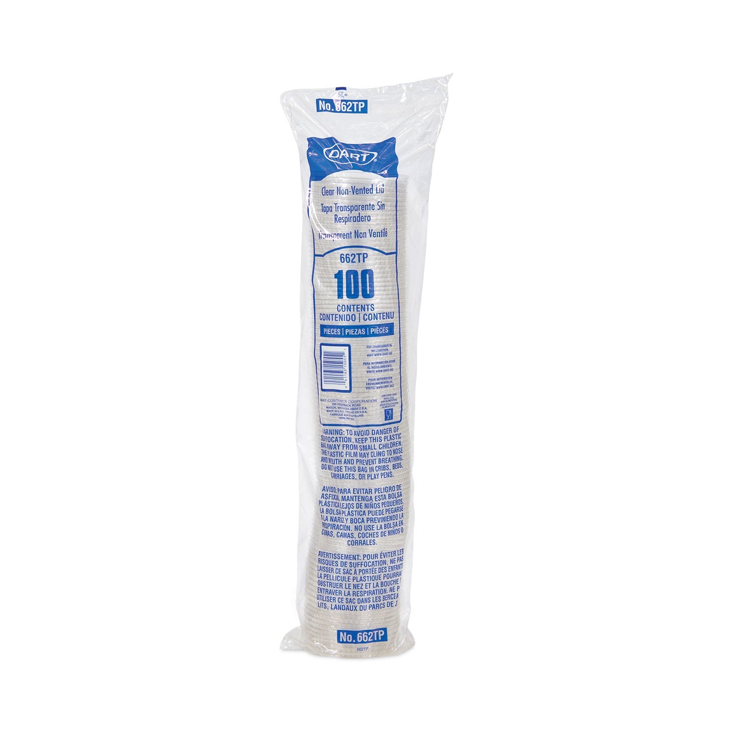 Dart Non-Vented Cup Lids, Fits 9 oz to 22 oz Cups, Clear, 1,000/Carton