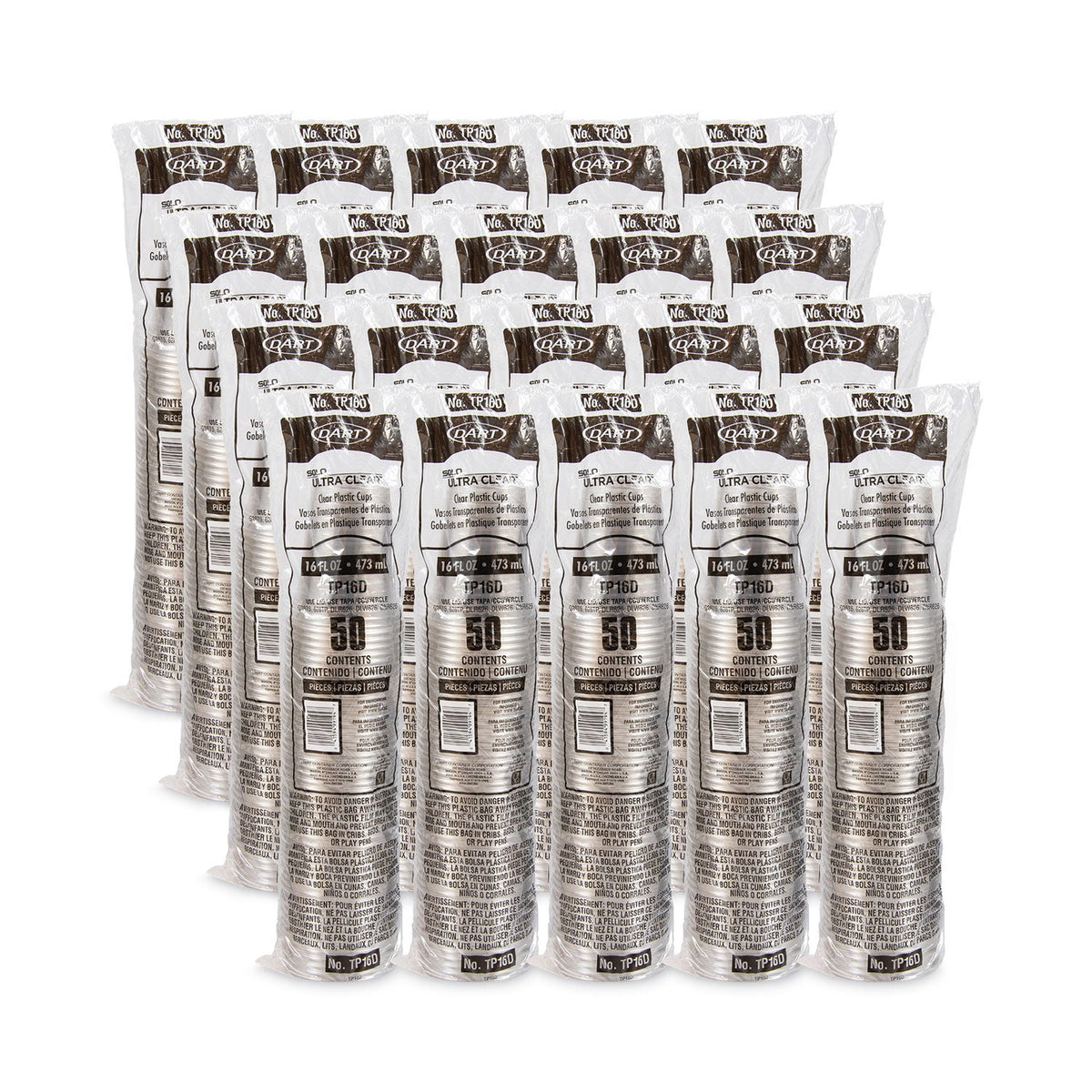 Dart Ultra Clear PET Cups, 16 oz, Squat, 50/Pack
