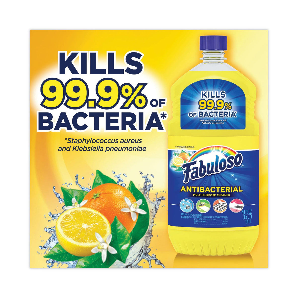 Fabuloso Antibacterial Multi-Purpose Cleaner, Citrus/Lemon Scent, 169 oz Bottle, 3/Carton