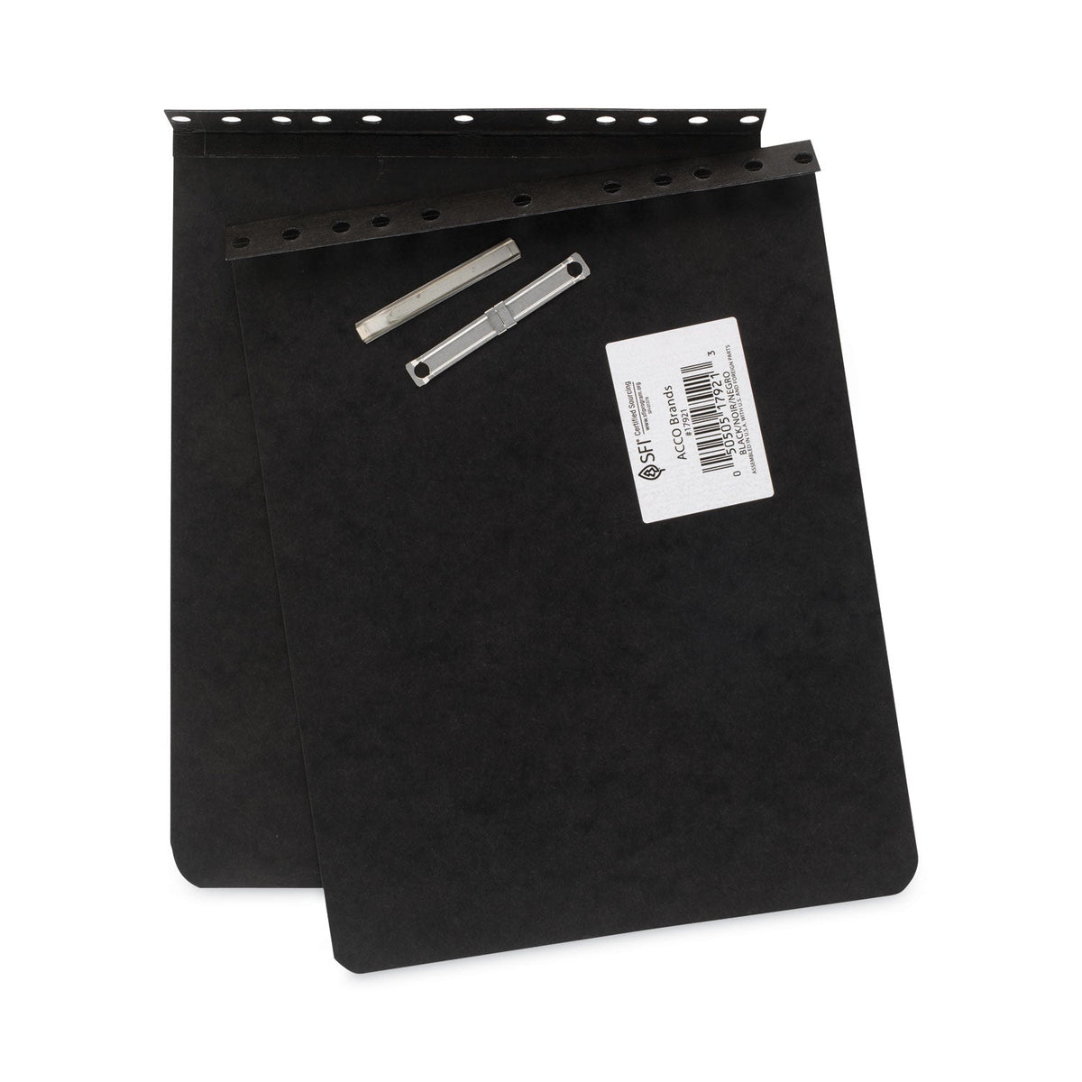 ACCO PRESSTEX Report Cover with Tyvek Reinforced Hinge, Top Bound, Two-Piece Prong Fastener, 2" Capacity, 8.5 x 11, Black/Black