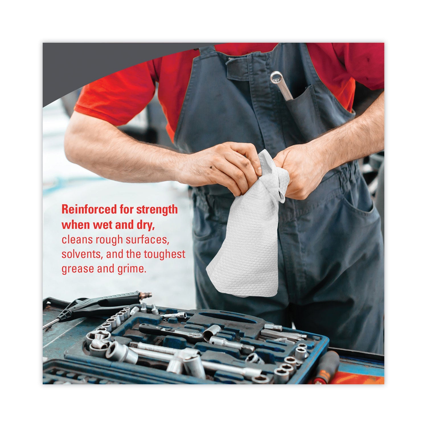 WypAll Power Clean X80 Heavy Duty Cloths, Jumbo Roll, 12.4 x 12.2, White, 475/Roll