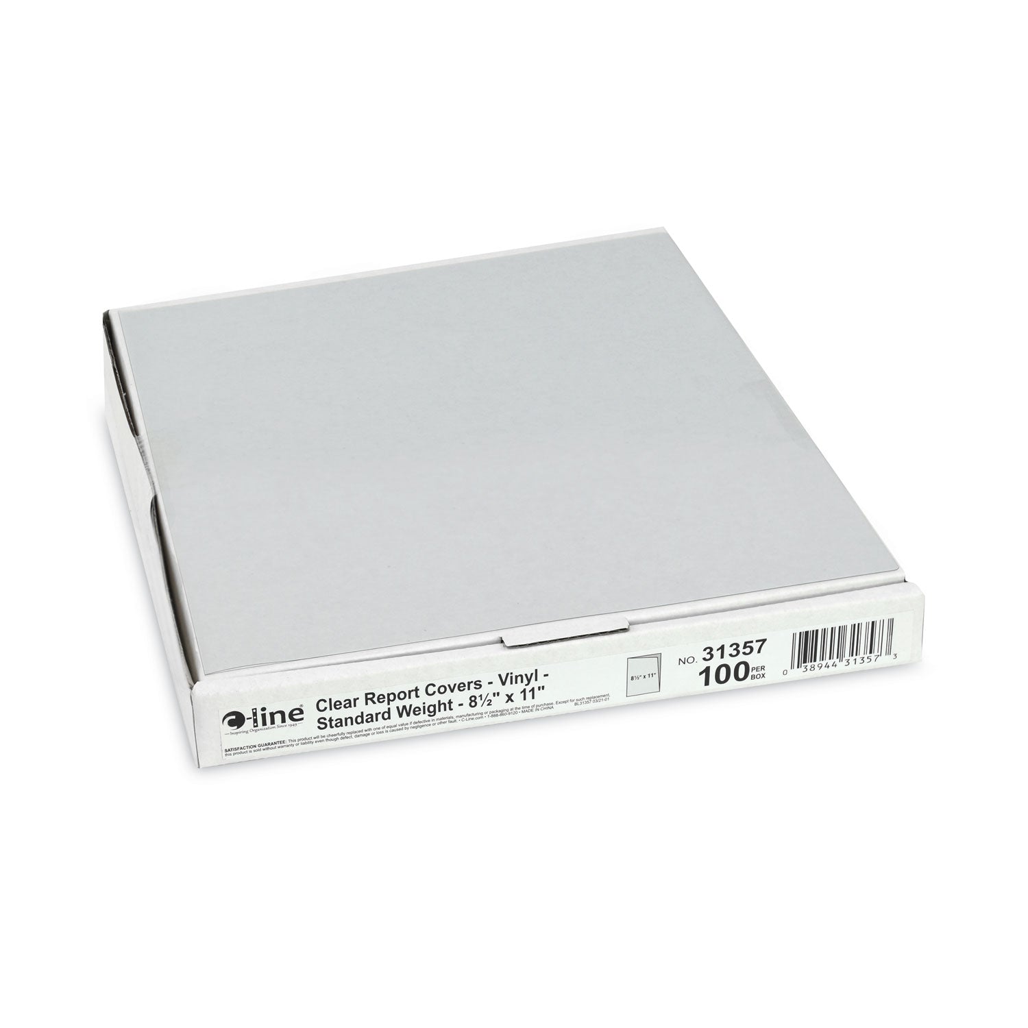 C-Line Vinyl Report Covers, Binding Bar, 8.5 x 11, Clear/Clear, 100/Box