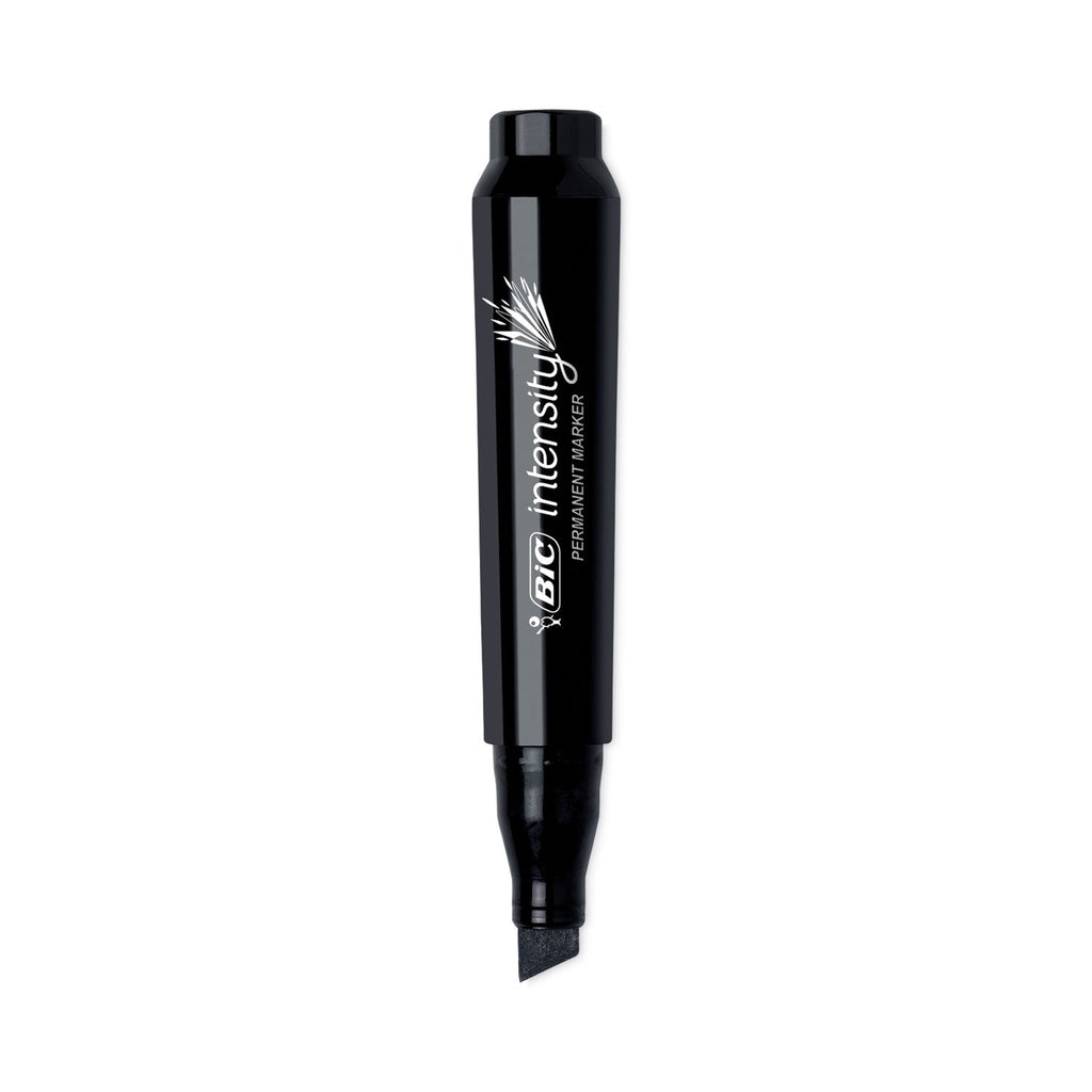 BIC Intensity Chisel Tip Permanent Marker, Broad Chisel Tip, Tuxedo Black, Dozen