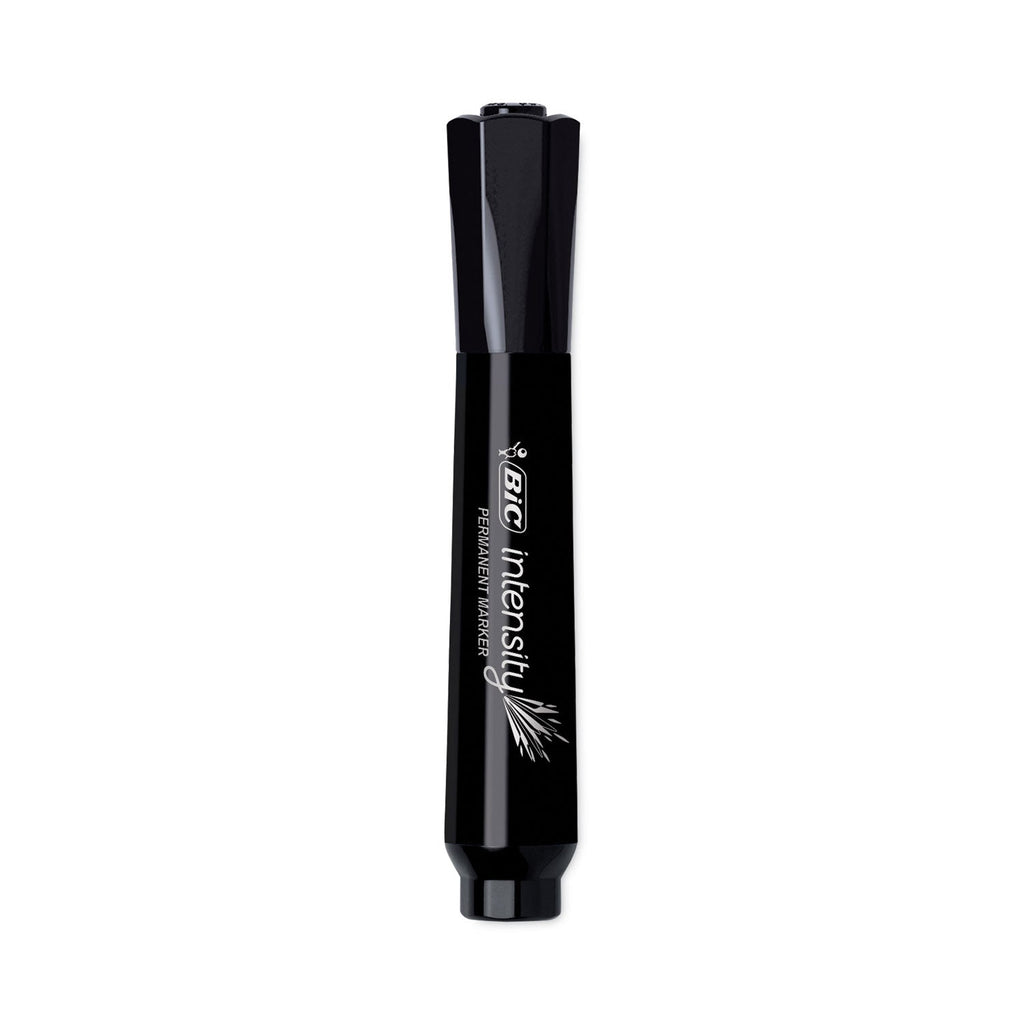 BIC Intensity Chisel Tip Permanent Marker, Broad Chisel Tip, Tuxedo Black, Dozen
