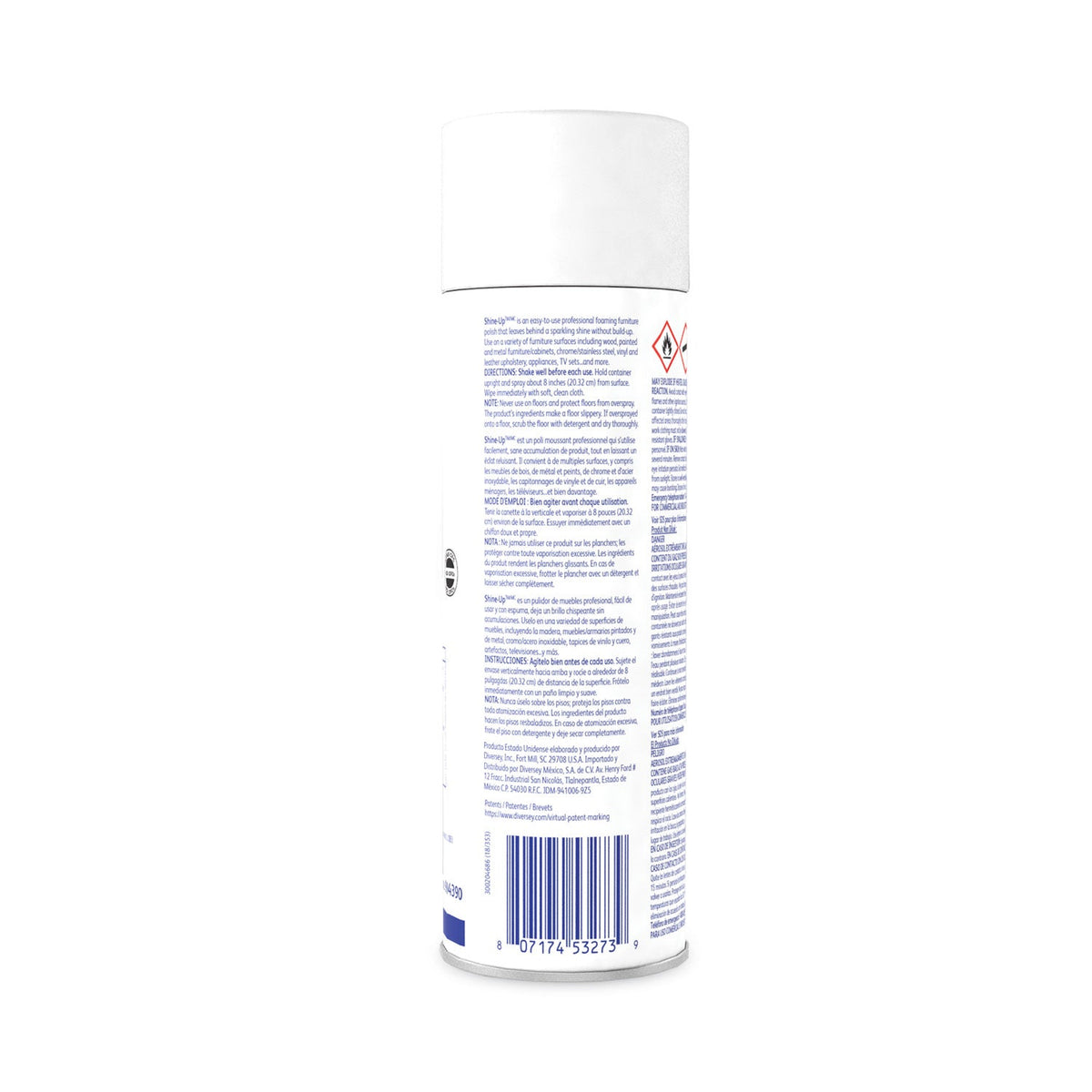 Diversey Shine-UpTM/MC Multi-Surface Foaming Polish, Lemon Scent, 15 oz Aerosol Spray, 12/Carton