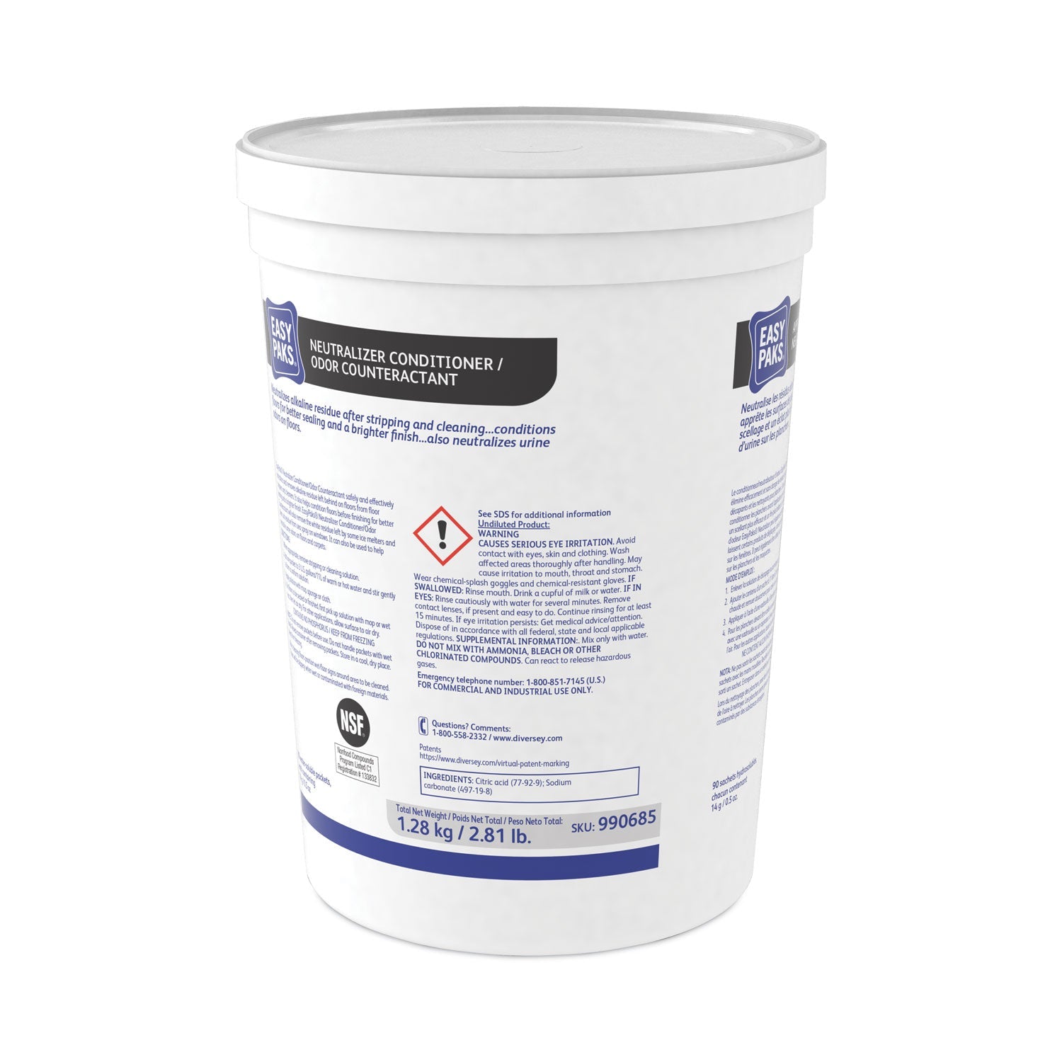 Easy Paks Neutralizer Conditioner/Odor Counteractant, 0.5 oz Packet, 90/Tub, 2 Tubs/Carton