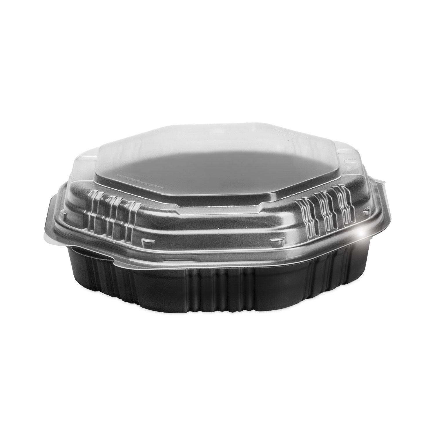 Dart OctaView Hinged-Lid Hot Food Containers, 31 oz, 9.55 x 9.1 x 3, Black/Clear, Plastic, 100/Carton