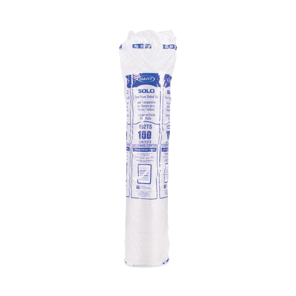 Dart Straw-Slot Cold Cup Lids, Fits 9 oz to 20 oz Cups, Clear, 100/Pack