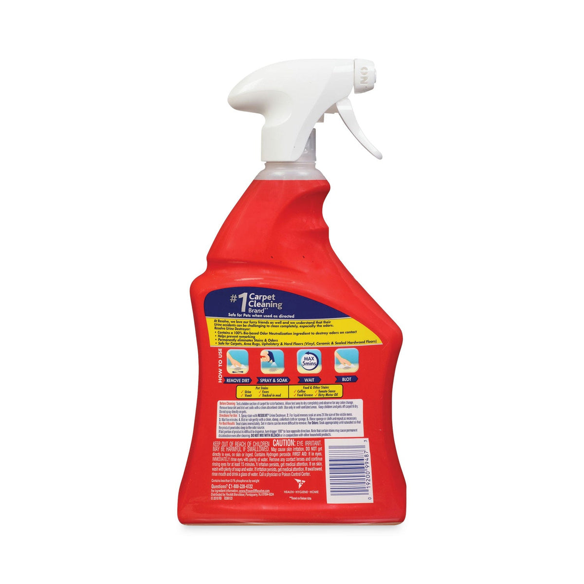 RESOLVE Urine Destroyer, Citrus, 32 oz Spray Bottle, 6/Carton