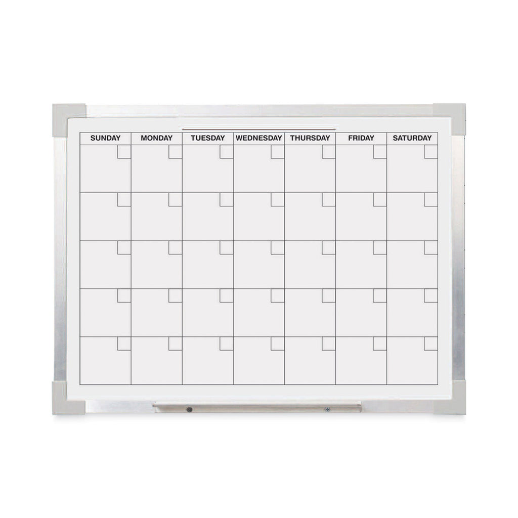 Flipside Framed Calendar Dry Erase Board, 24 x 18, White, Silver Aluminum Frame