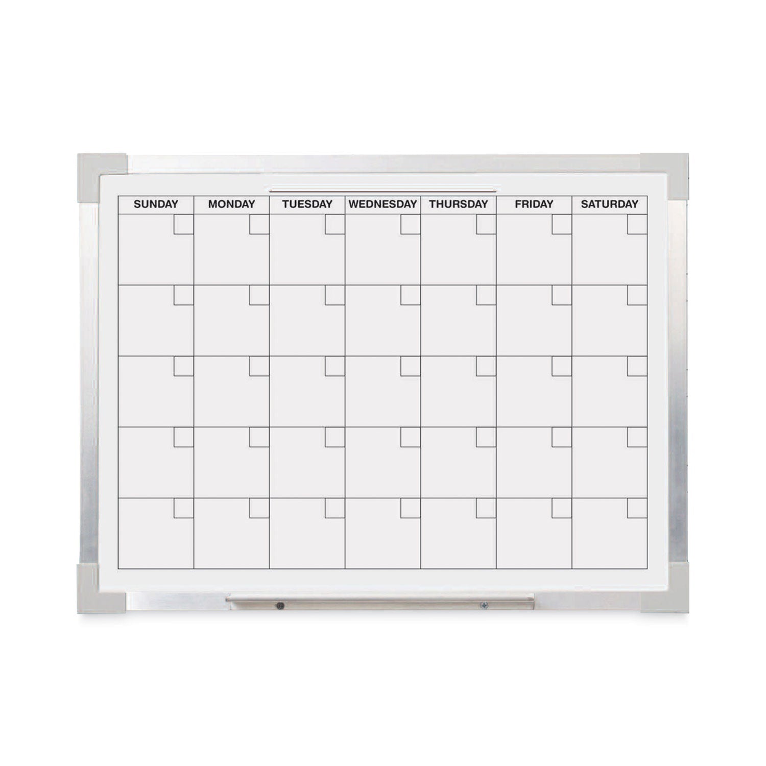 Flipside Framed Calendar Dry Erase Board, 24 x 18, White, Silver Aluminum Frame