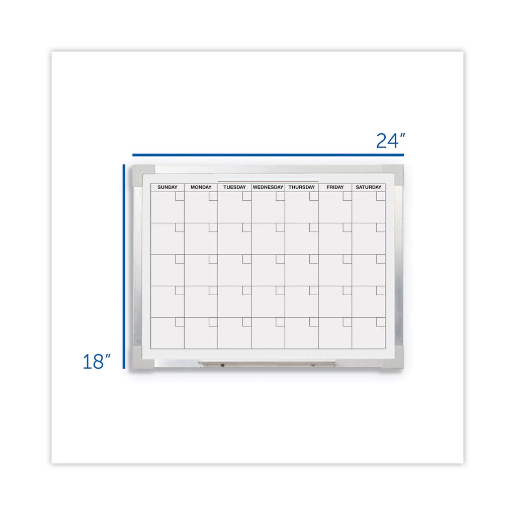 Flipside Framed Calendar Dry Erase Board, 24 x 18, White, Silver Aluminum Frame