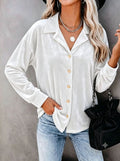 Casual Chic Button-up Velvet Long-sleeve Shirt