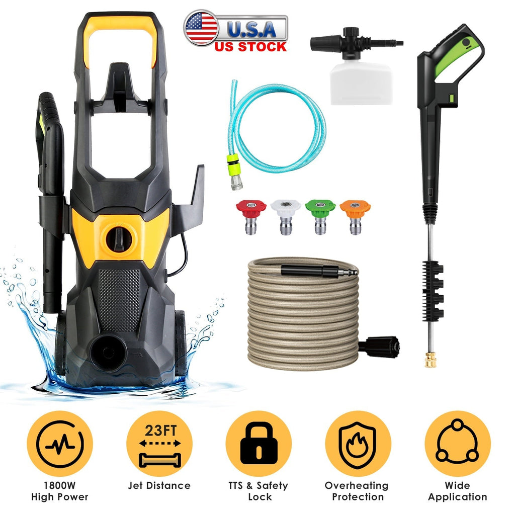 4200PSI 1.85GPM 1800W Electric Pressure Washer High Pressure Cleaning Machine Portable Car Power Washer with Spray Gun 4 Nozzles Foam Cannon Holders f