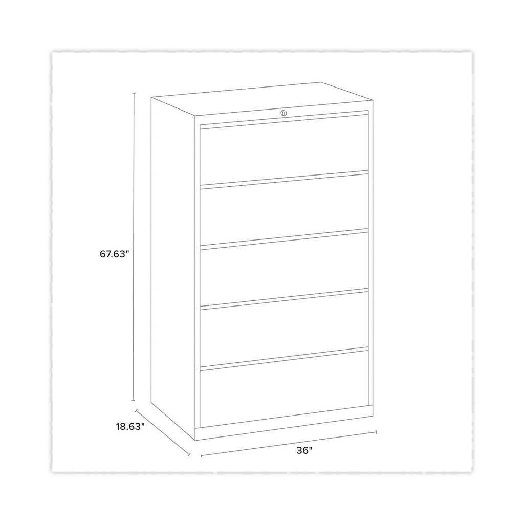 Hirsh Industries Lateral File Cabinet, 5 Letter/Legal/A4-Size File Drawers, Charcoal, 36 x 18.62 x 67.62