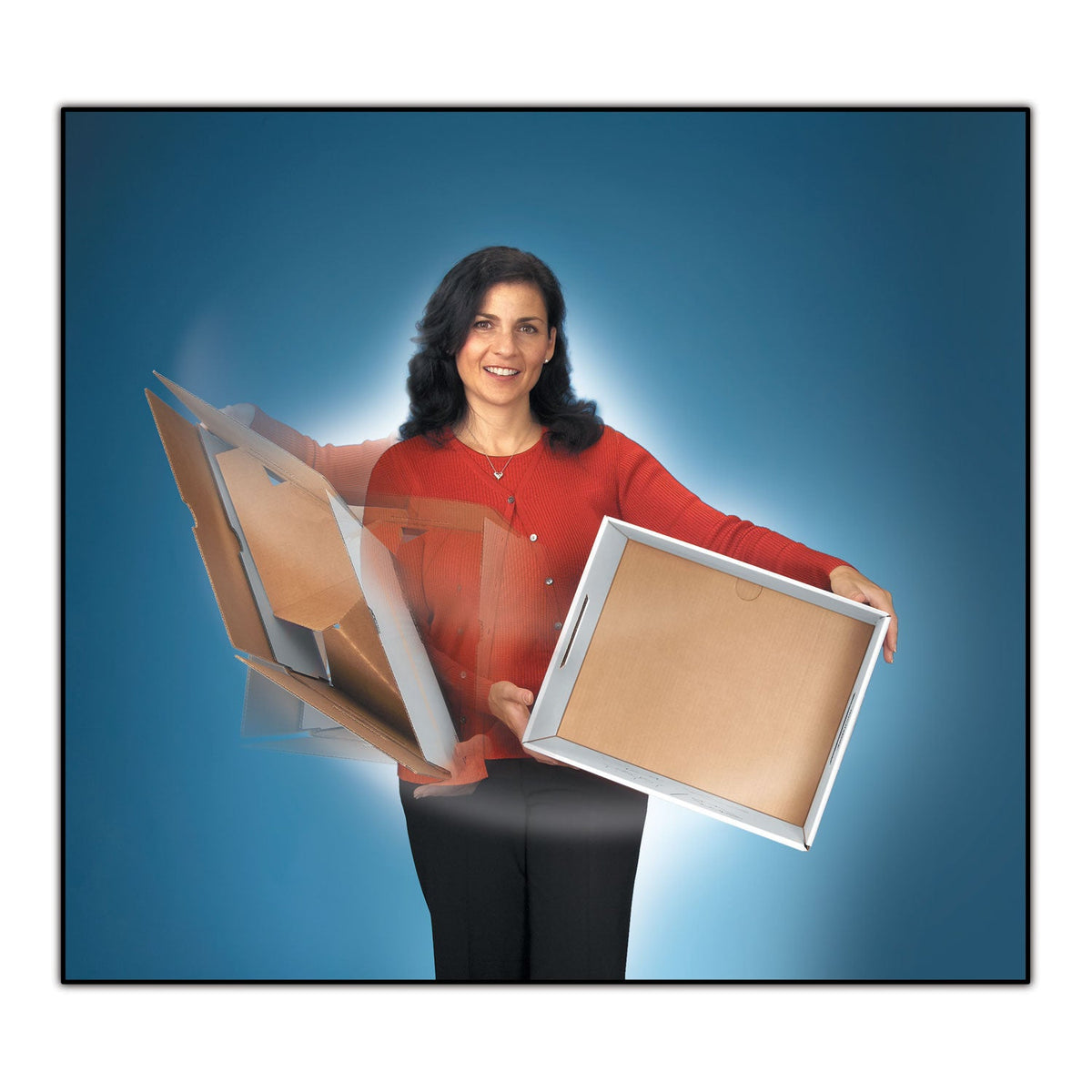 Bankers Box DATA-PAK Storage Boxes, Letter Files, 13.75" x 17.75" x 13", White/Blue, 12/Carton