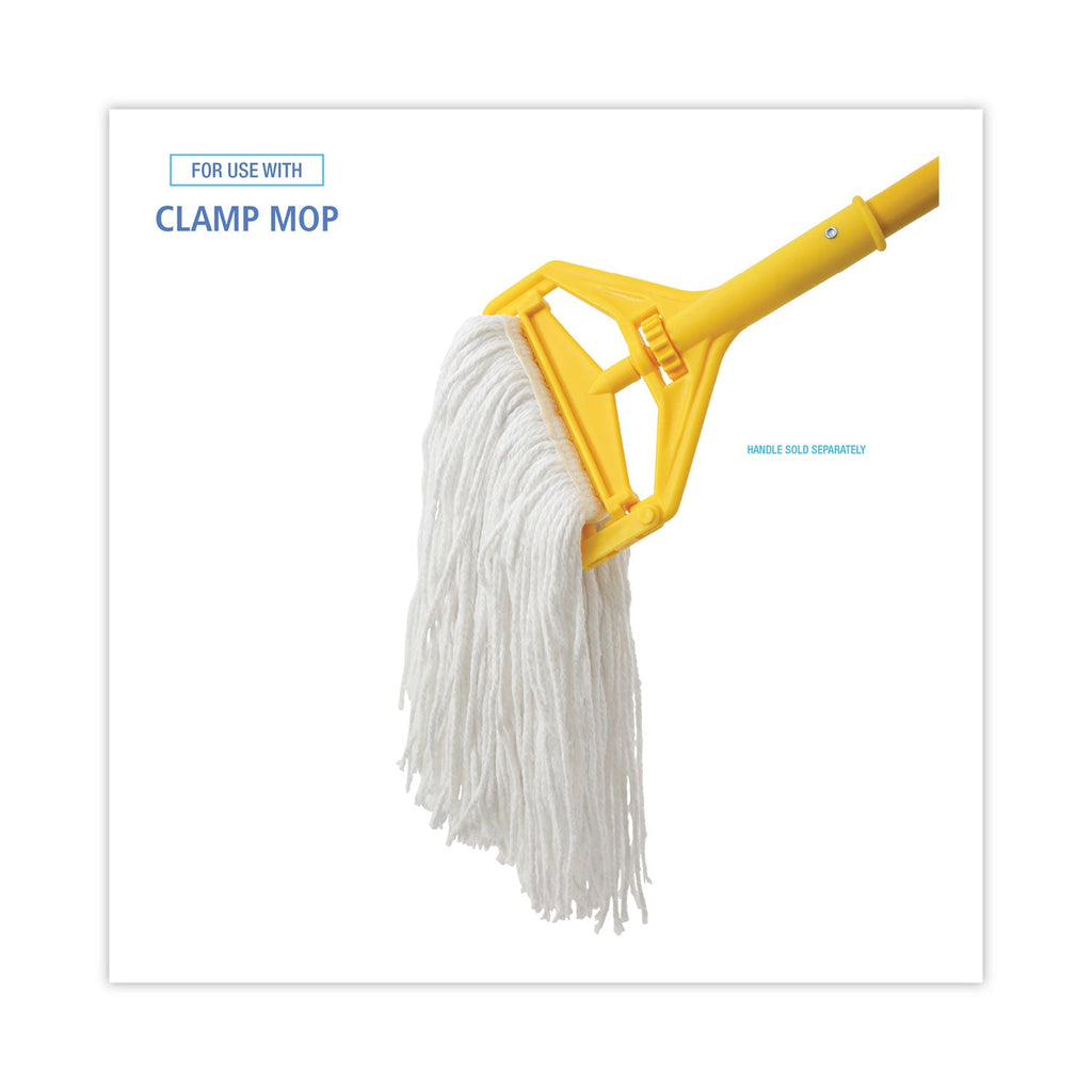 Boardwalk Mop Head, Value Standard Head, Rayon Fiber, Cut-End, Size No. 16, White, 12/Carton