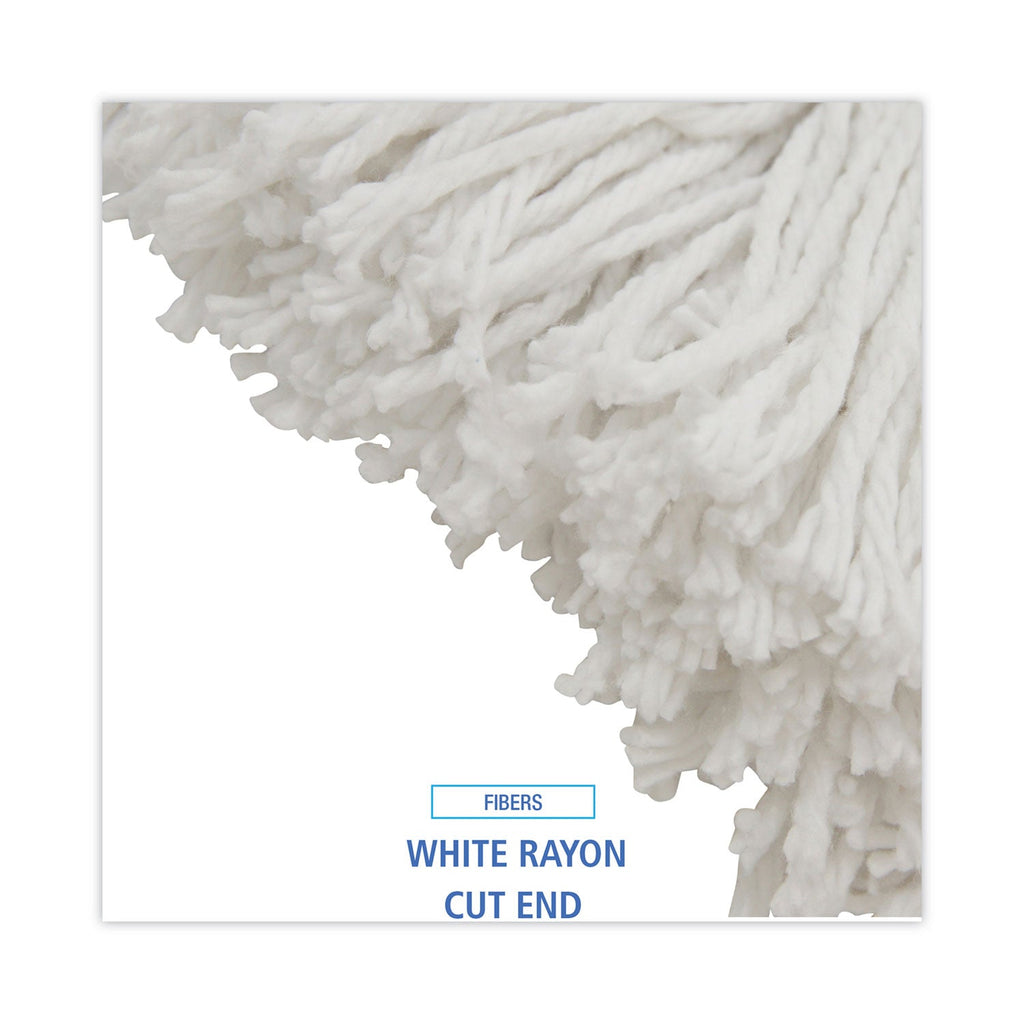 Boardwalk Mop Head, Value Standard Head, Rayon Fiber, Cut-End, Size No. 16, White, 12/Carton