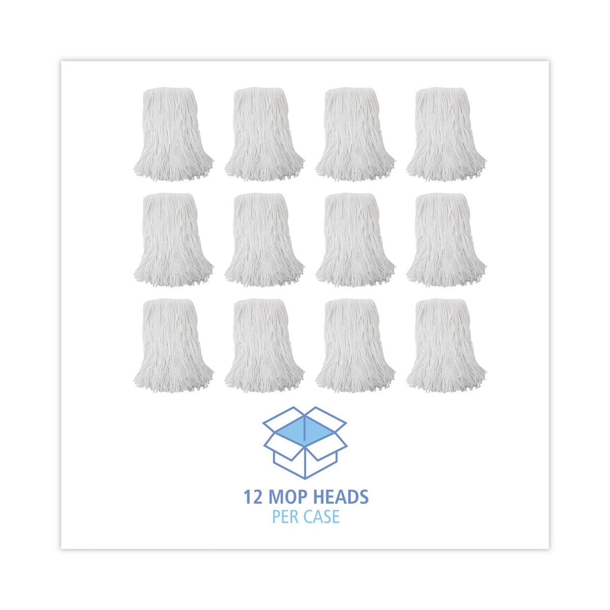 Boardwalk Mop Head, Value Standard Head, Rayon Fiber, Cut-End, Size No. 16, White, 12/Carton