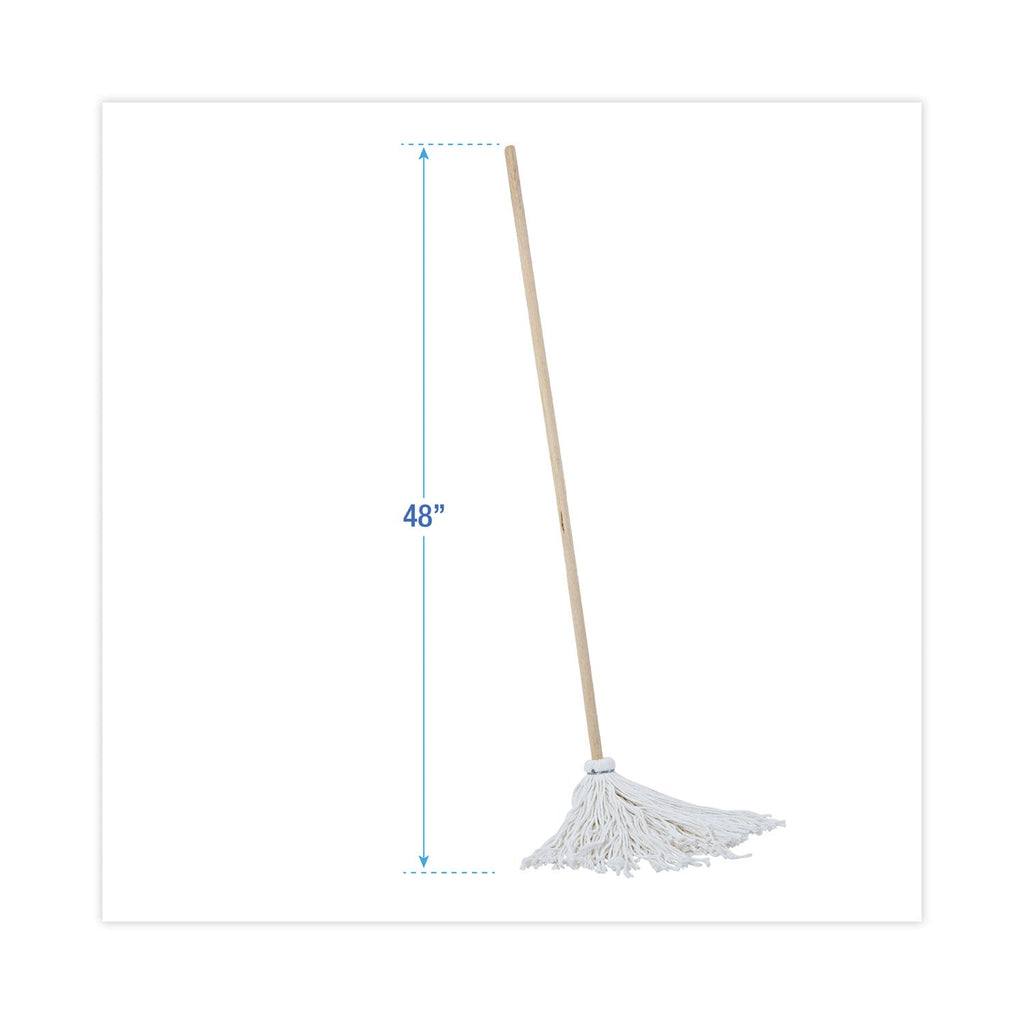 Boardwalk Handle/Deck Mops, 16 oz White Rayon Head, 48" Oak Wood Handle