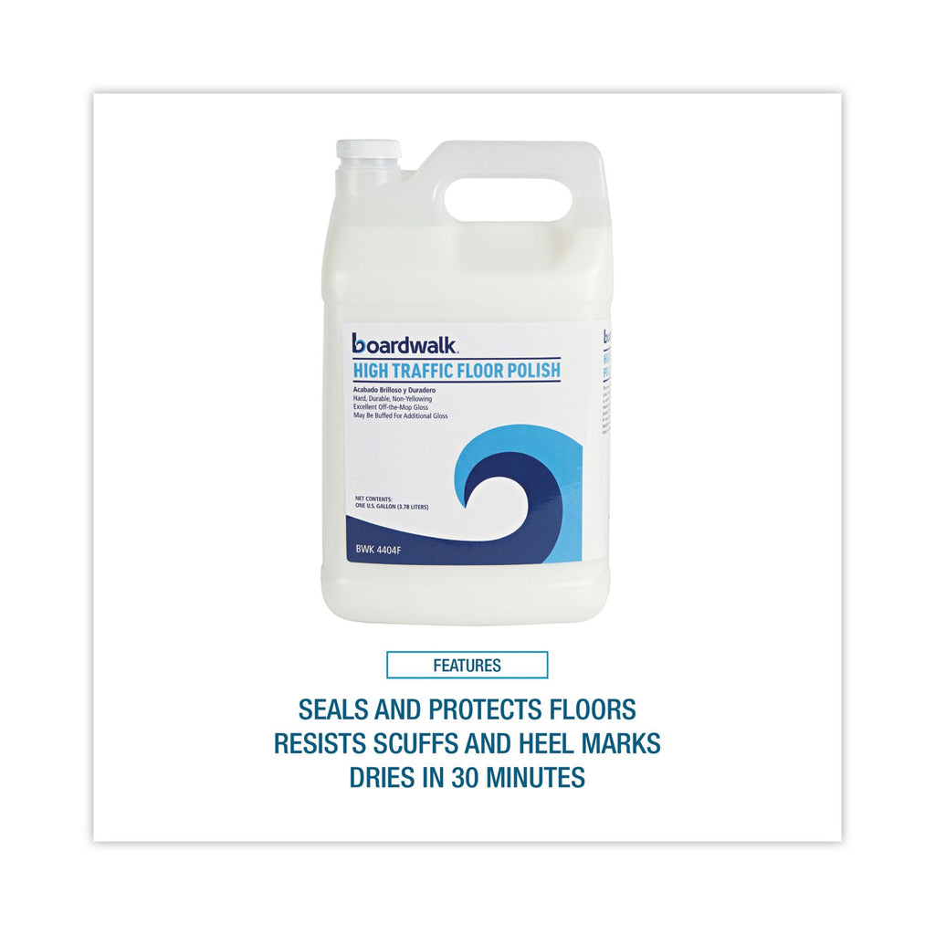 Boardwalk High Traffic Floor Polish, 1 gal Bottle, 4/Carton