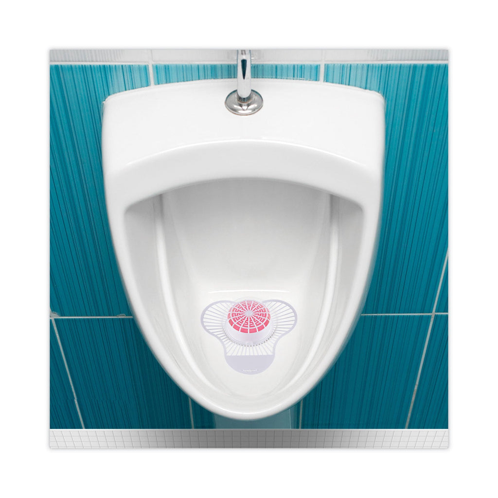 Boardwalk Urinal Screen with Para Deodorizer Block, Cherry Scent, 3 oz, Red/White, 12/Box