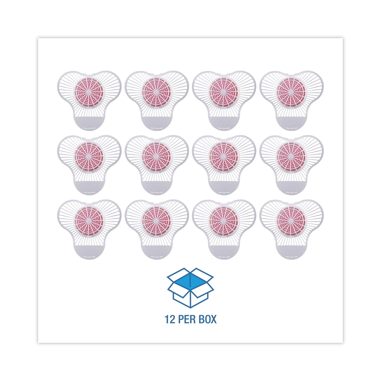 Boardwalk Urinal Screen with Para Deodorizer Block, Cherry Scent, 3 oz, Red/White, 12/Box