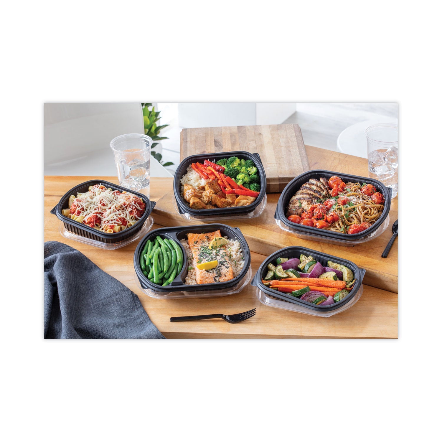 Pactiv Evergreen EarthChoice MealMaster Container, 16 oz, 8.13 x 6.5 x 1, Black, Plastic, 252/Carton