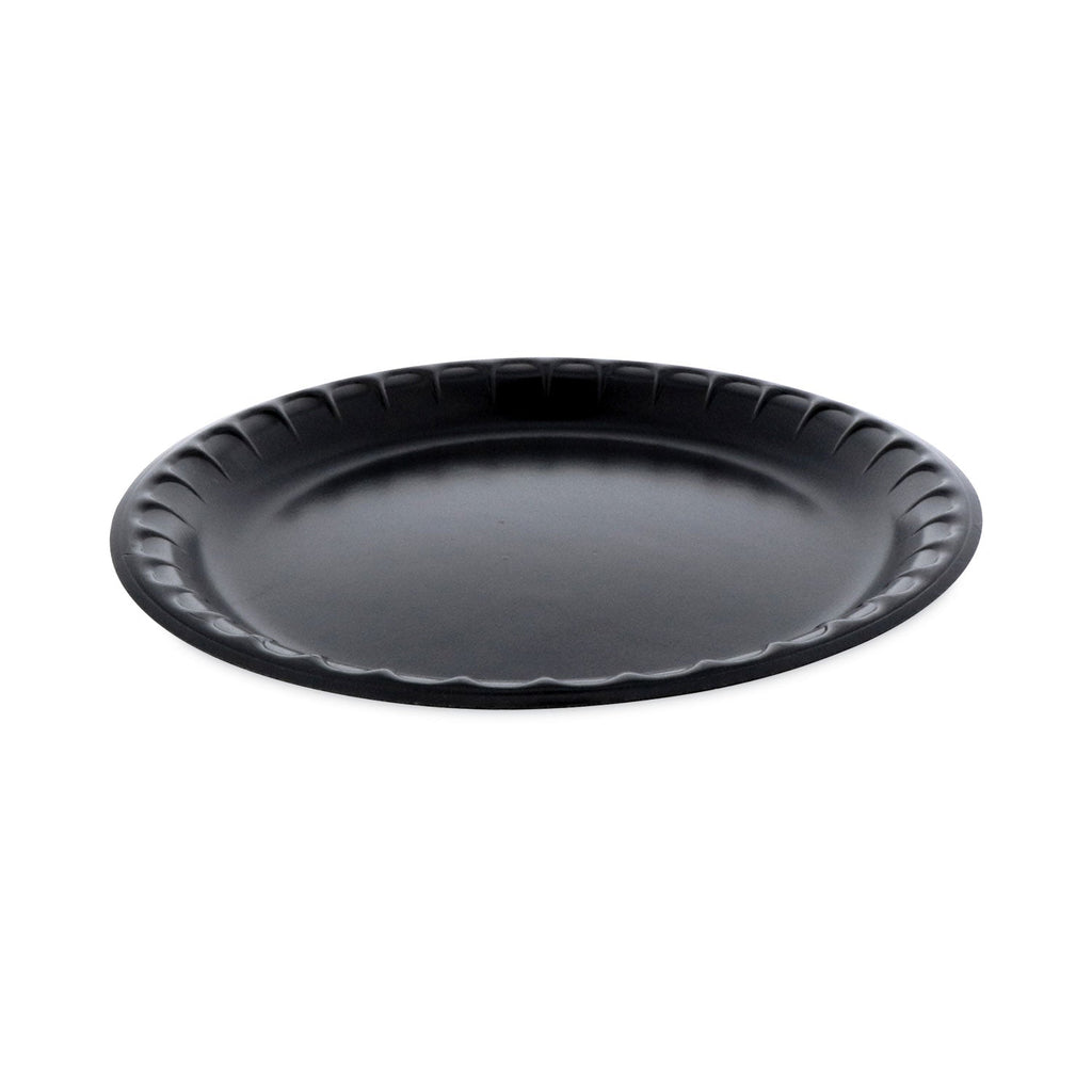 Pactiv Evergreen Placesetter Deluxe Laminated Foam Dinnerware, Plate, 10.25" dia, Black, 540/Carton