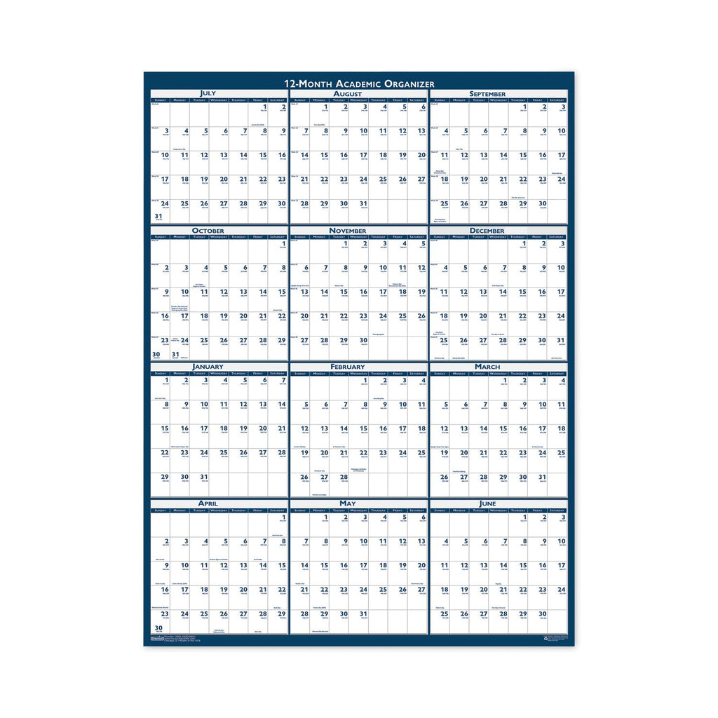 House of Doolittle Academic Year Recycled Poster Style Reversible/Erasable Yearly Wall Calendar, 18 x 24, 12-Month (July to June): 2022 to 2023