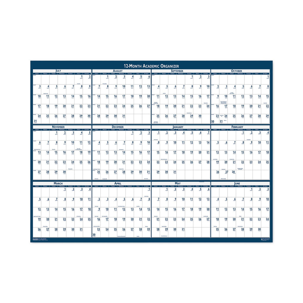 House of Doolittle Academic Year Recycled Poster Style Reversible/Erasable Yearly Wall Calendar, 18 x 24, 12-Month (July to June): 2022 to 2023