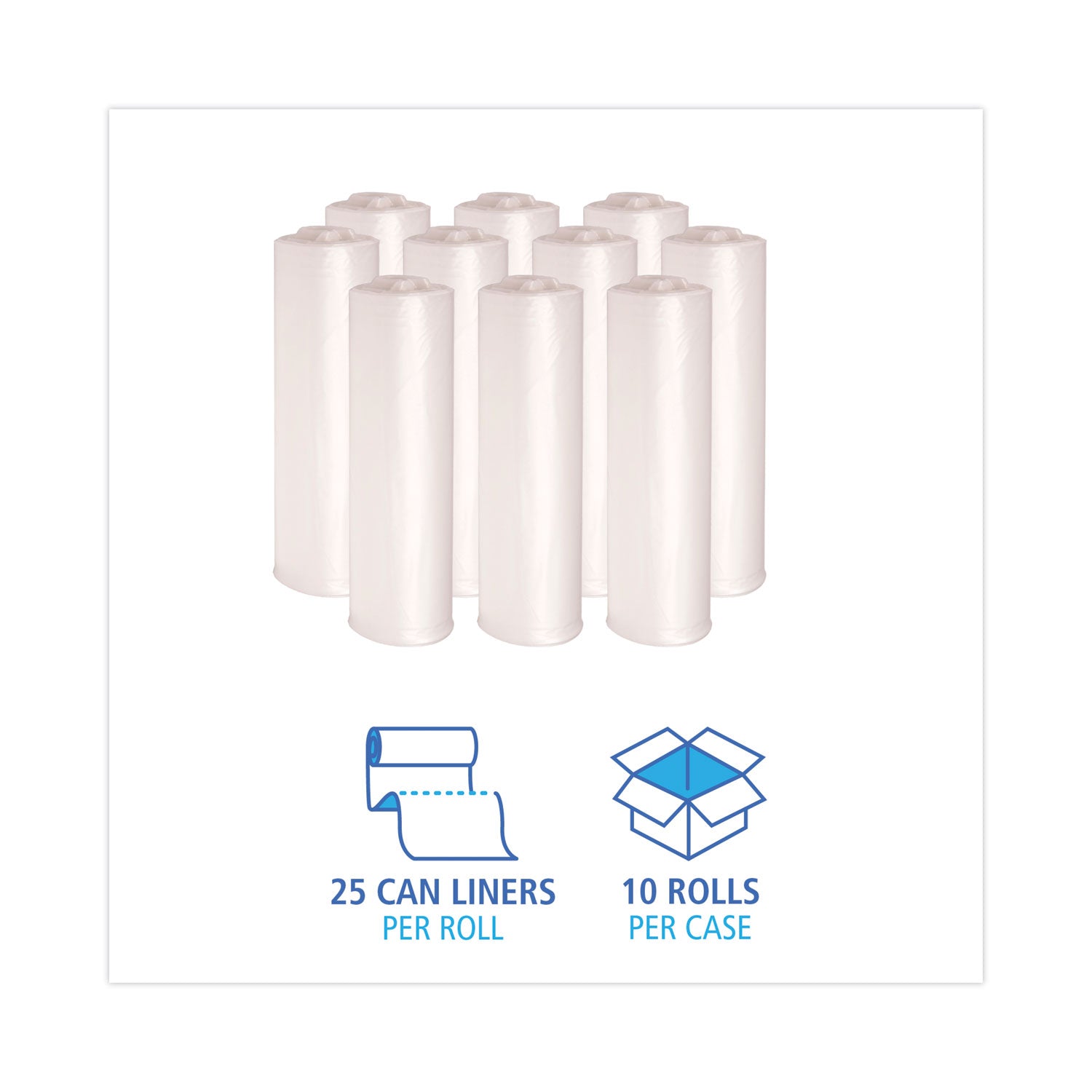 Boardwalk High-Density Can Liners, 45 gal, 10 microns, 40" x 46", Natural, 250/Carton
