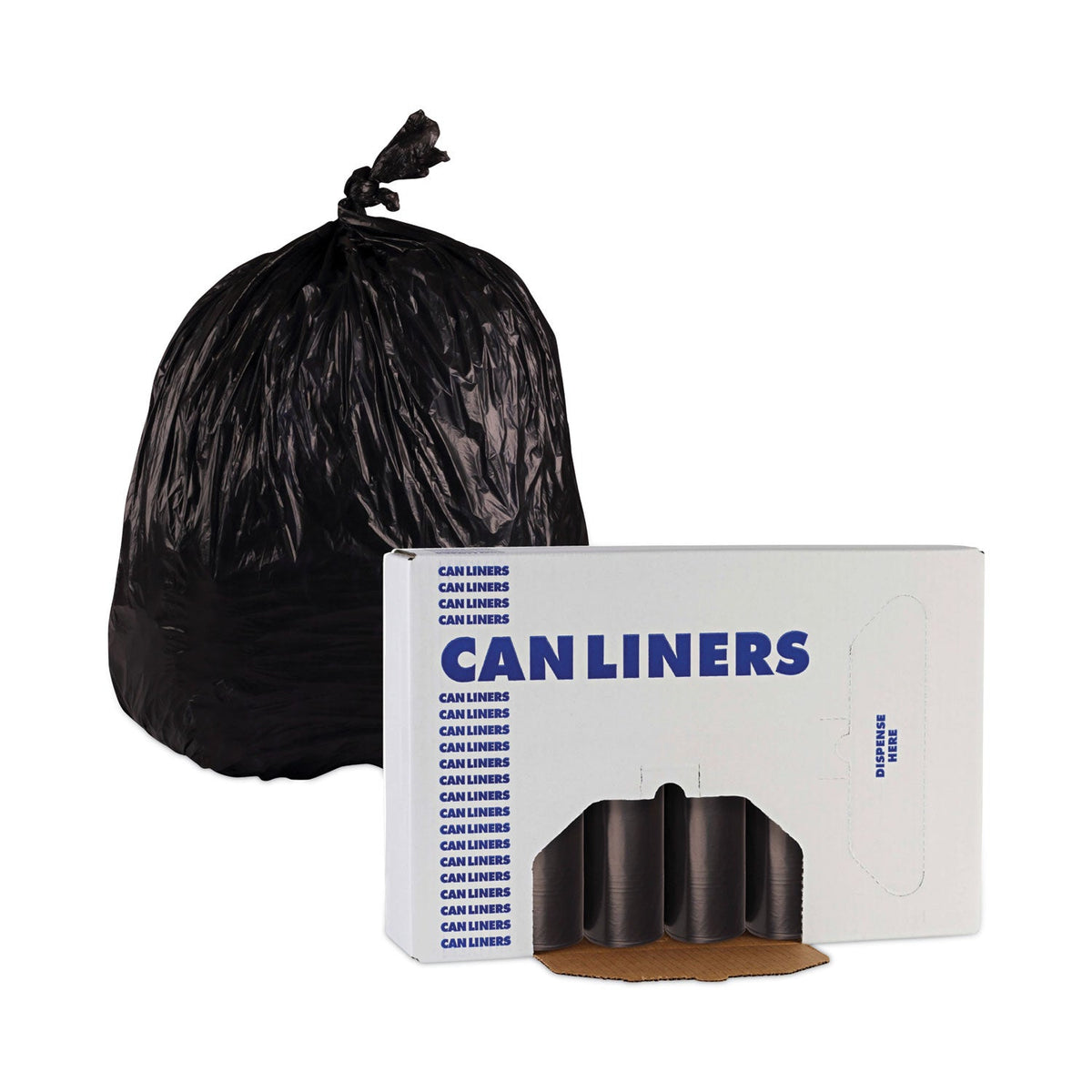 Boardwalk High-Density Can Liners, 45 gal, 19 microns, 40" x 46", Black, 150/Carton