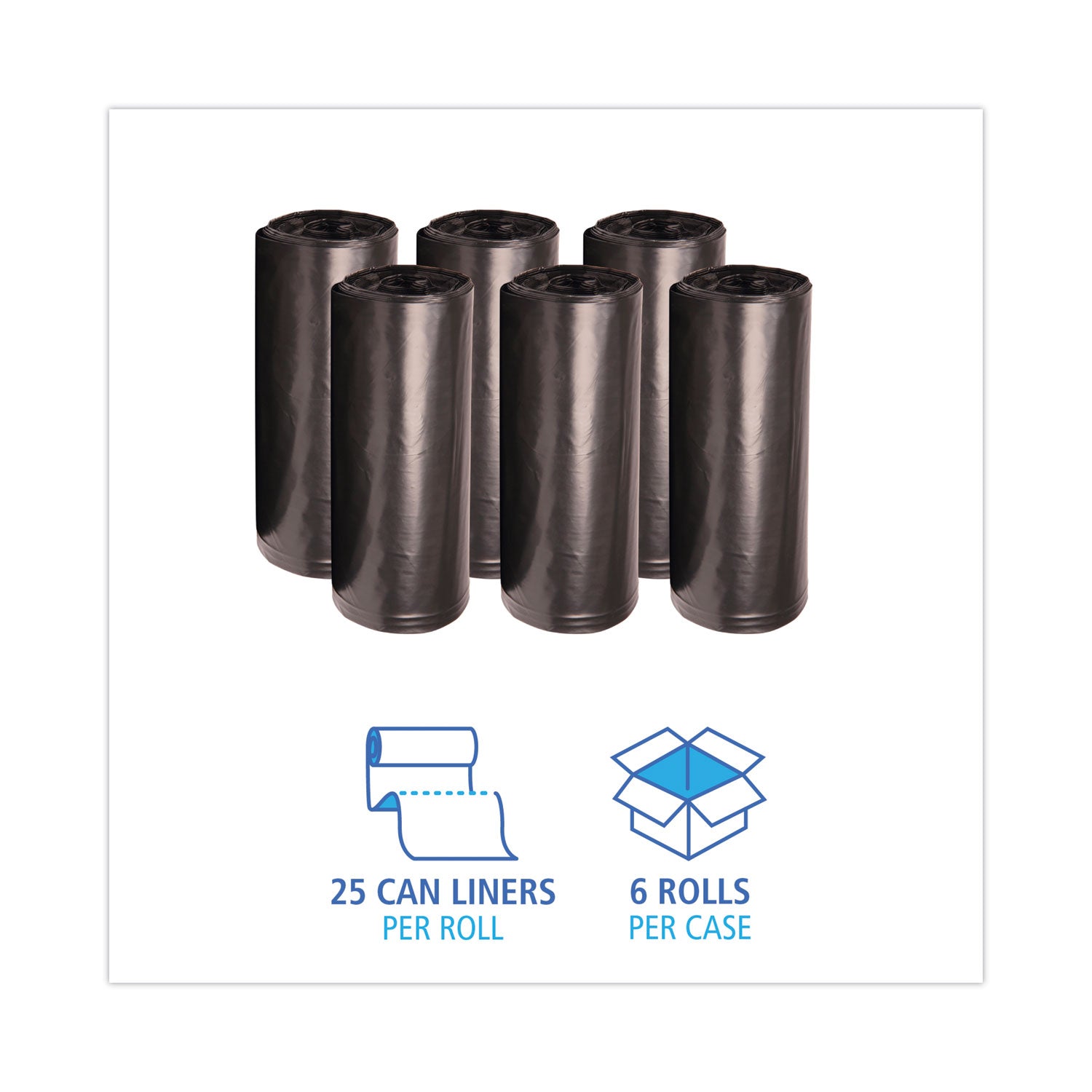 Boardwalk High-Density Can Liners, 56 gal, 19 microns, 43" x 47", Black, 150/Carton