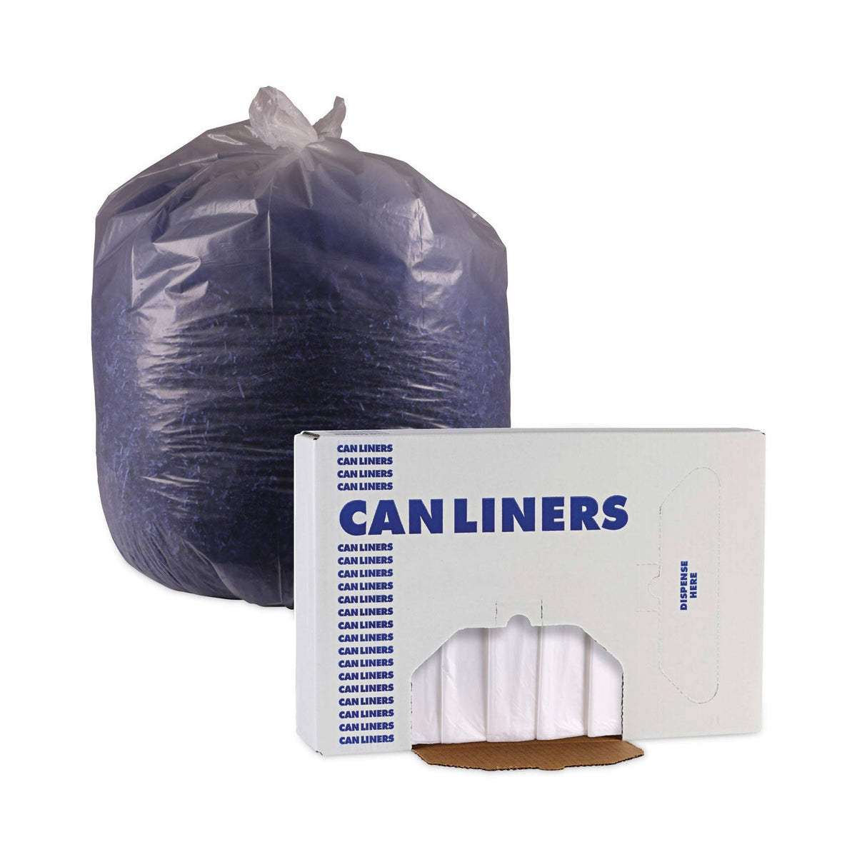 Boardwalk High Density Industrial Can Liners Flat Pack, 45 gal, 16 microns, 40 x 48, Natural, 200/Carton