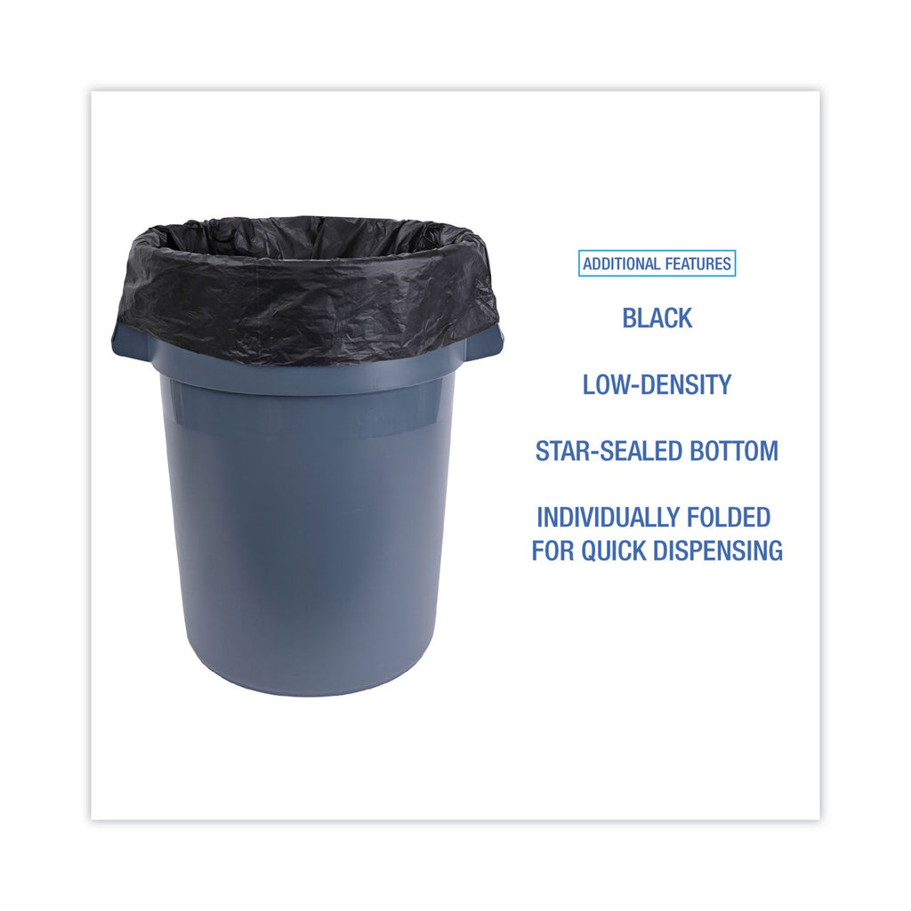 Boardwalk Linear Low Density Industrial Can Liners, 33 gal, 0.6 mil, 33 x 39, Black, 200/Carton