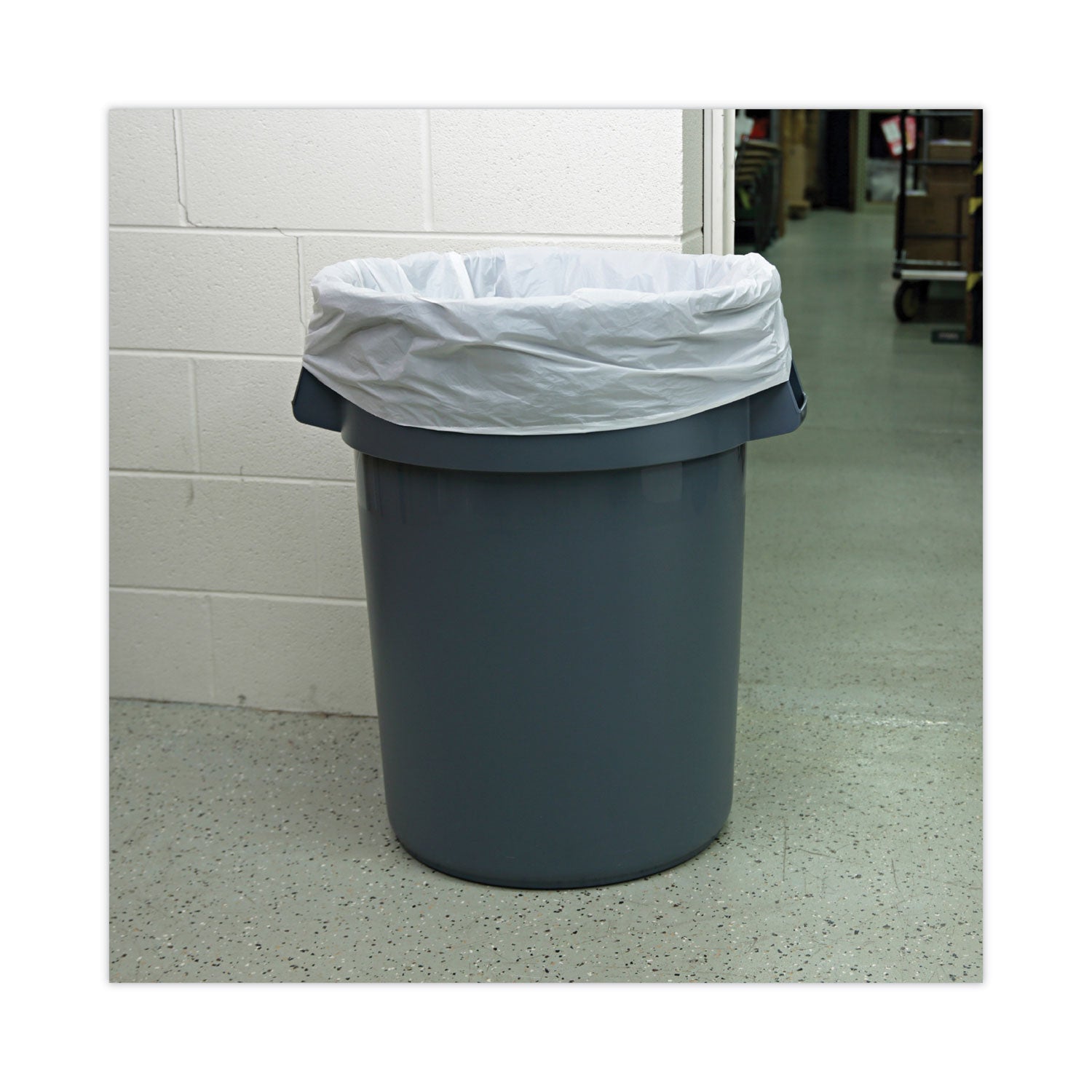 Boardwalk Linear Low Density Industrial Can Liners, 60 gal, 0.7 mil, 38 x 58, White, 100/Carton